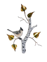 Bovano - Wall Sculpture - Tufted Titmouse on Birch Log