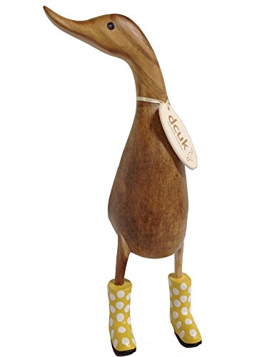DCUK The Duck Company - Natural Welly Ducklet - Spotty Yellow Boots - Large
