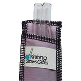 Drinking Straws.Glass - Double Glass Straw Set -  9.5mm x 8" - Pink Case