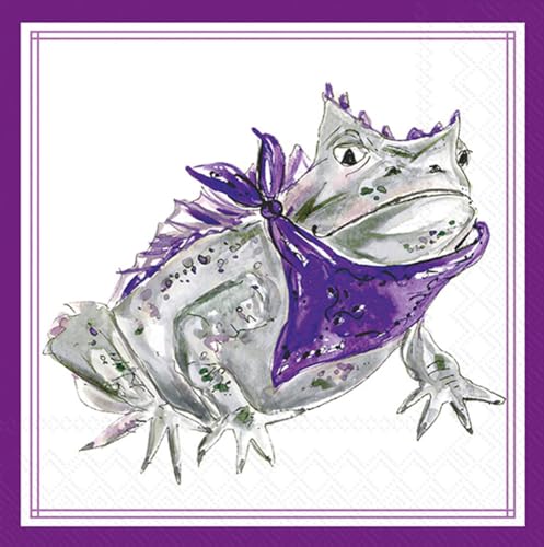 Boston International - 3-Ply 5" Cocktail Napkins 20 Count - Hometown Pride/ Purple Horned Frog