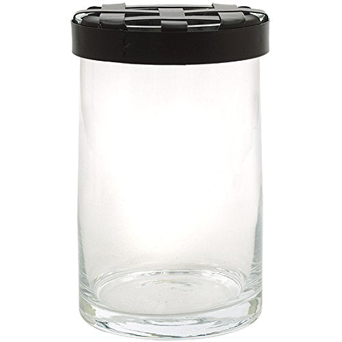 Couronne - Cylinder Glass Vase & Metal Grid Lid - Medium