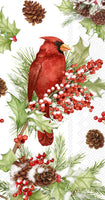 Boston International - Paper Guest Towel 16 Count - Cardinals In Holly