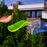 Cazador-del-sol - Lucy Medio - 3 Wavy Suncatcher Discs 50" Height - Blue, Orange, Lemon