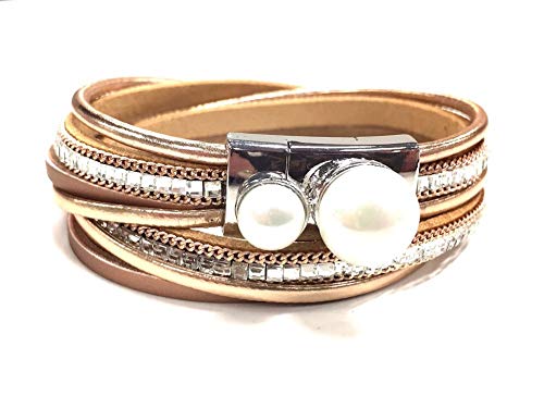 Jacqueline Kent - Wrap Bracelet - Rose Gold - Pearl & Metallic Crystal