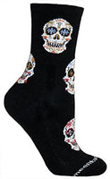 Wheel House Designs Socks - Day Of The Dead on Black - 10-13