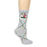 Wheel House Designs Socks - Christmas Dog on Gray - 9-11
