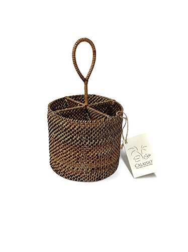 Calaisio Hand Woven Round Silverware Holder with Dividers