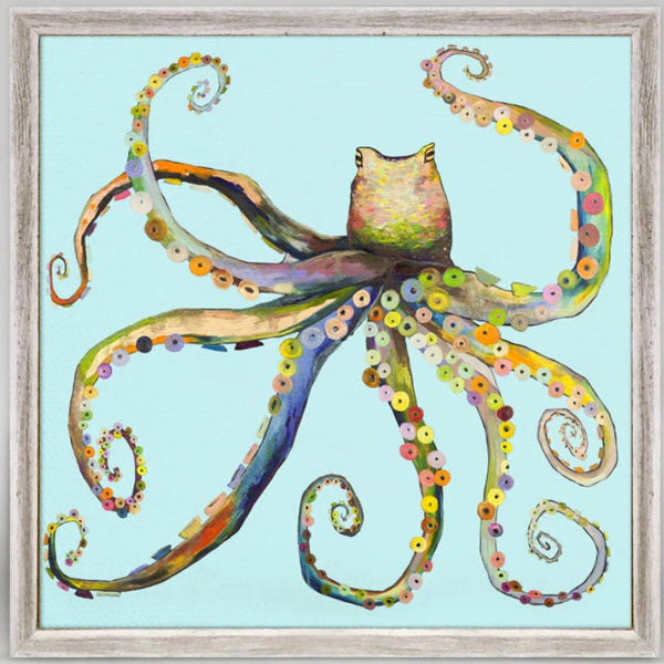 GreenBox - Framed Canvas 6" x 6" - Bright Octopus