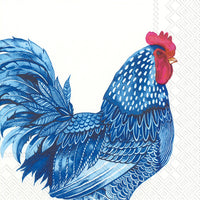 Boston International - 3-Ply 5" Cocktail Napkins - Blue Plumage