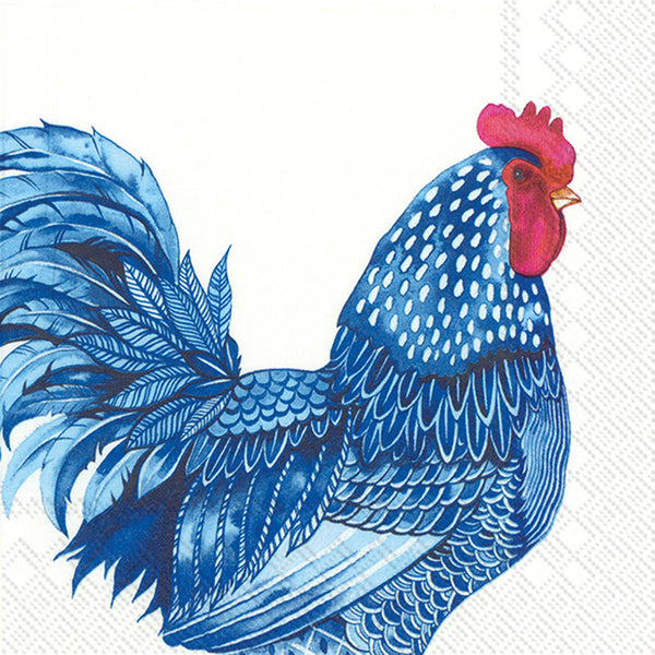 Boston International - 3-Ply 5" Cocktail Napkins - Blue Plumage