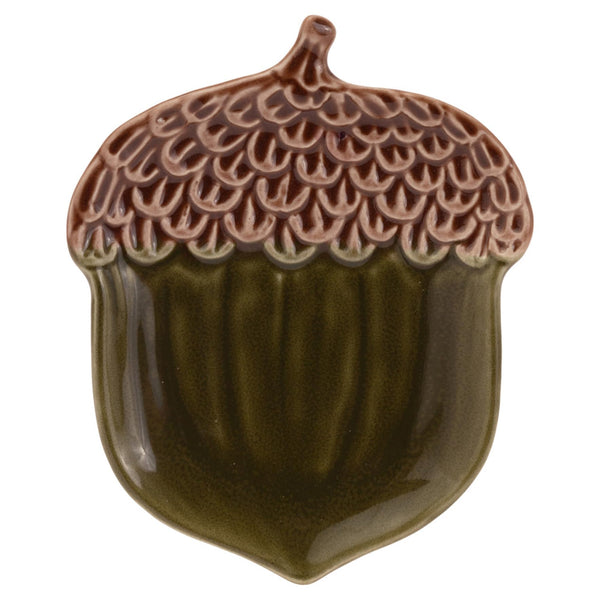 Boston International - 6.75" x 5.5" Acorn-Shaped Ceramic Serving Plate - Olive Green