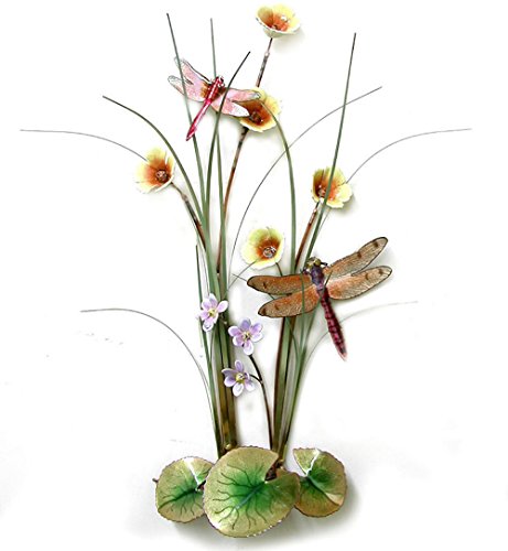 Bovano - Wall Sculpture - Double Dragonflies w/Lily, Mallows & Cattails