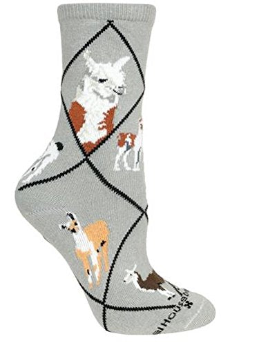 Wheel House Designs Socks - Llama On Gray - 9-11