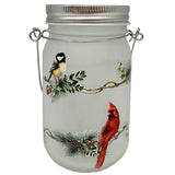 GC - 5.5" LED Frosted Glass Mason Jar - Birds on Bough