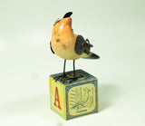 Mullanium - Steampunk Inspired Sculpture - Cedar Waxwing on Block