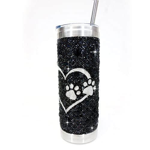 Jacqueline Kent - Royal Ice Tumbler - Diamonds in the Ruff - Black w/Silver Paw