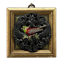 Museum Bees - Gilt Frame w/ Enameled Bird on Jade - 3.5"