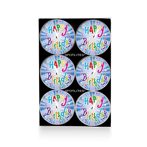 Vandko - Spotlites - 6 Pack Tealight Candles - Happy Birthday