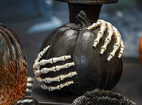 Boston International - 5" Halloween Pumpkin - Black w/ Skeleton Hands