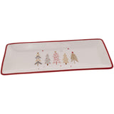 Boston International - 14.25"x6" Ceramic Christmas Platter - Festive Trees