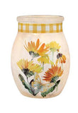 Stony Creek - 4" Glass USB Lighted Jar w/Ginham Ribbon - Yellow Flowers
