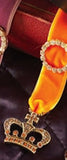 Two's Company - Ribbon Bookmark - Orange w/Gold Crown