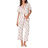 BedHead - S/S Stretch Jersey Cropped PJ Set - Espresso Kisses - Large