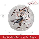 GC - Christmas Chickadee Pair - 6" LED Lighted Crackle Glass Globe