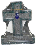 Encore - Free Standing Silver Cross with Gemstone - Blue - September