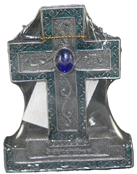 Encore - Free Standing Silver Cross with Gemstone - Blue - September