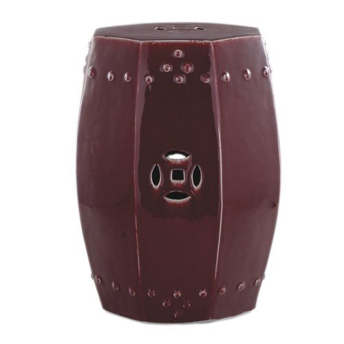 Andrea by Sadek - 18" Garden Stool - Maroon Chinese Oxblood