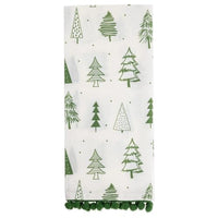 Boston International - 28"x18" Tea Towel Set - Green Trees & Stripes