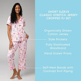 BedHead - S/S Stretch Jersey Cropped PJ Set - Espresso Kisses - Small
