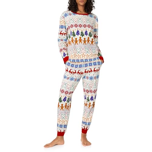 BedHead - L/S Pullover Crew & Jogger PJ Set - Deck the Halls - Medium