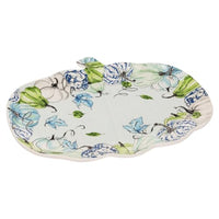 Boston International - 10" x 8" Ceramic Pumpkin-Shaped Serving Platter - Chinoiserie Pumpkins