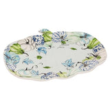 Boston International - 10" x 8" Ceramic Pumpkin-Shaped Serving Platter - Chinoiserie Pumpkins