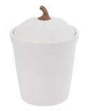 Boston International - 5"x7" Pumpkin Shaped Popover Dish & Lid - White