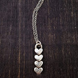 The Vintage Pearl - 18" Charm Necklace - Hearts Forever - 4 Heart