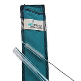 Drinking Straws.Glass - Glass Straw Set - 9.5mm x 8" - Teal Case