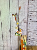 Bovano - Wall Sculpture - Forest Queen & Gold Eyemark Butterflies w/ Daisies