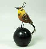 Mullanium - Steampunk Inspired Sculpture - Roufus Backed Finch on Ball