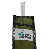 Drinking Straws.Glass - Glass Straw Set - 9.5mm x 8" - Olive Green Case