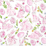 Boston International - 3-Ply 6.5" Lunch Napkins 20 Count - Pink Bunny Floral