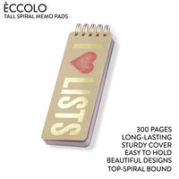 Eccolo - 3"x8.5" Spiral Memo Pad - I Heart Lists