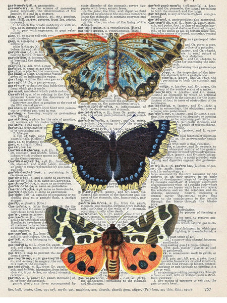 ArtNWordz -  Vintage Recycled Dictionary Print - Stacked Butterflies