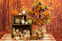 Boston International - Small Carved Pumpkin - Blue Floral