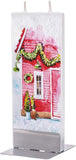 Flatyz Handmade Twin Wick Unscented Thin Flat Candle - Red Winter Christmas House