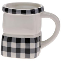 Boston International - 14 Oz. Stacked Mug Set - Black & White Check Snowman