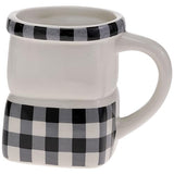 Boston International - 14 Oz. Stacked Mug Set - Black & White Check Snowman