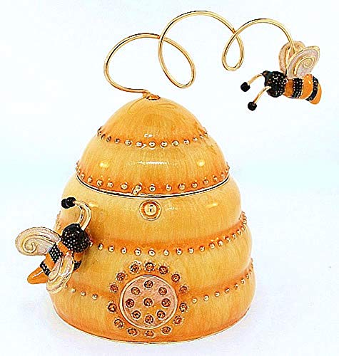Kubla Craft - Bejeweled Enamel Trinket Box - Bee Hive